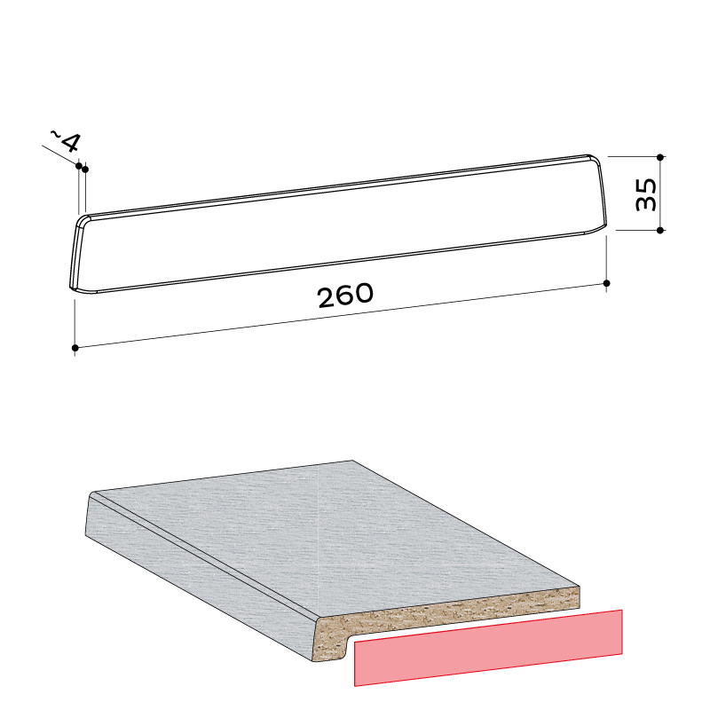 21.303.001 Seitenabschlusskappe 35x260 1 - https://www.werzalit.com/nl/expona-binnenvensterbank/