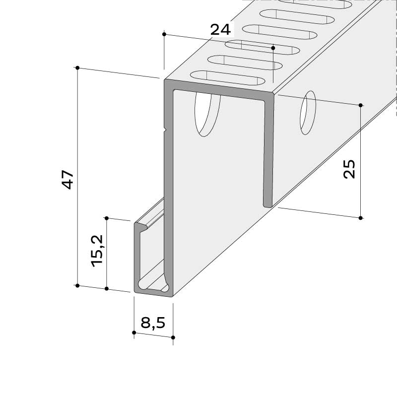 alu wandanschlussprofil 22 435 024 - https://www.werzalit.com/en/terrassendiele-leno_en/